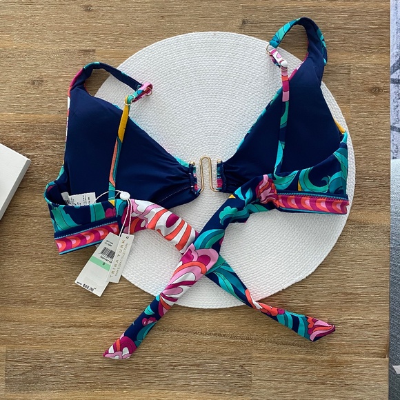 NWT Trina Turk Navy Floral Bikini Top Sz 8 - Picture 7 of 12